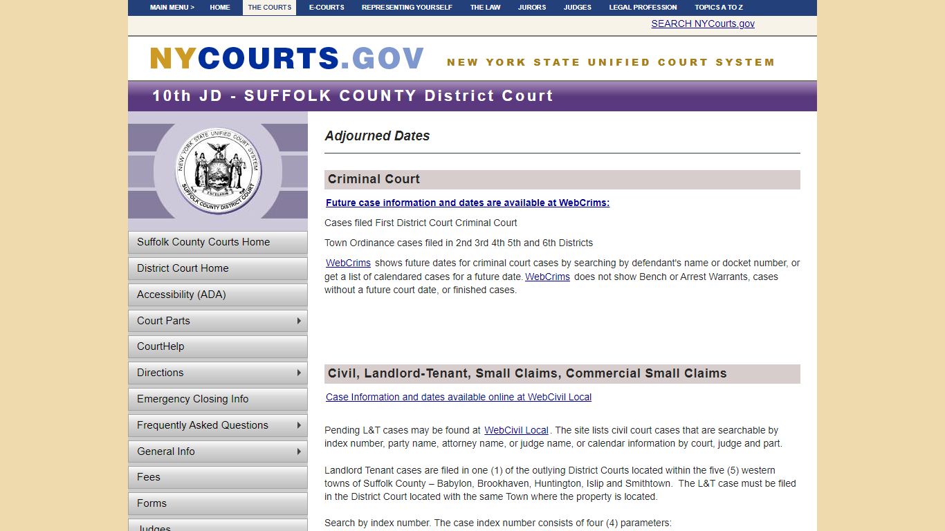 Adjourned Dates - Suffolk County District Court | NYCOURTS.GOV